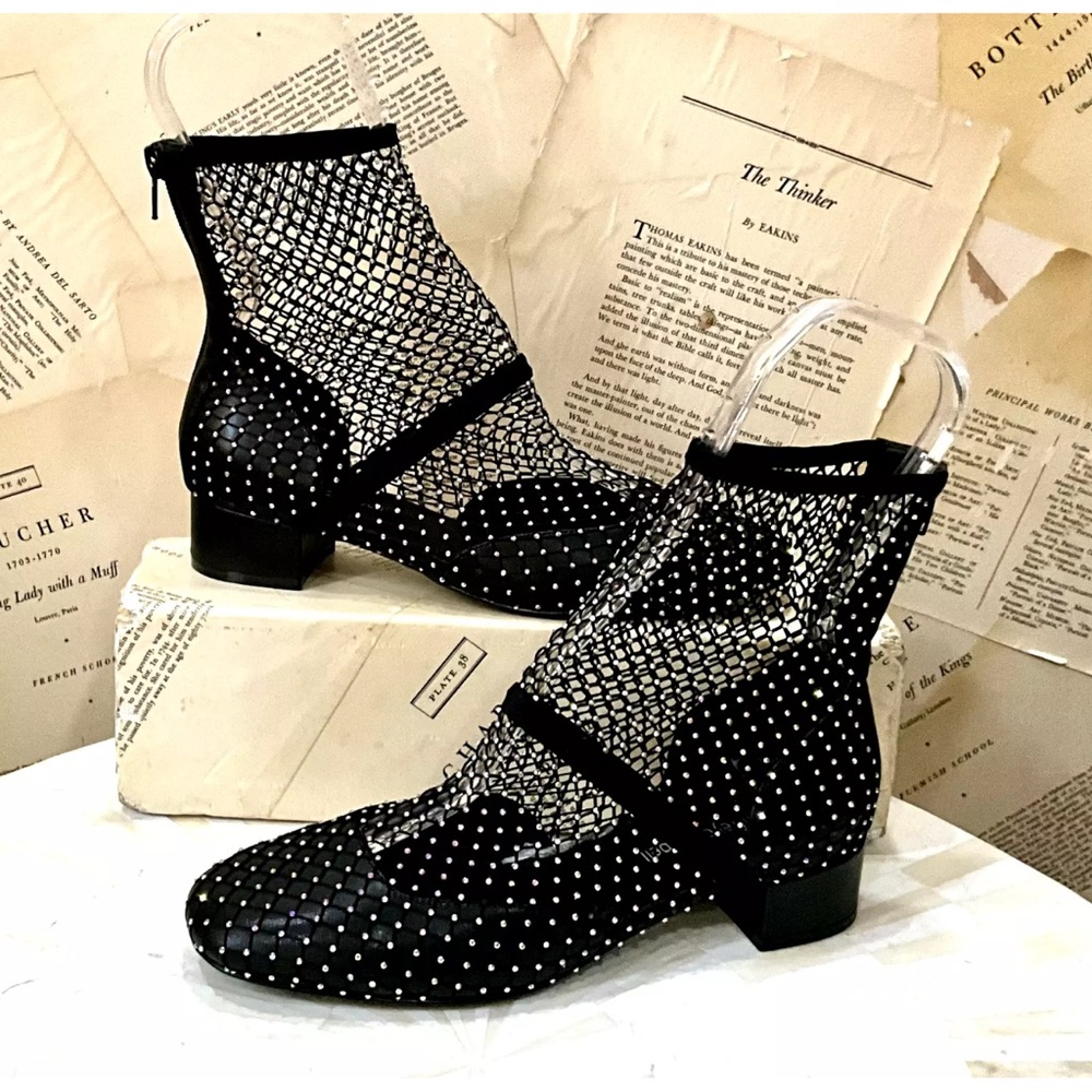 Free People Jeffrey Campbell Magic Hour Mesh Heels Black Jewels Back Zipper - Picture 4 of 11